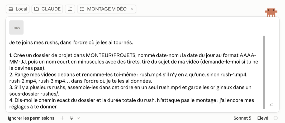 Étape 2 du premier montage